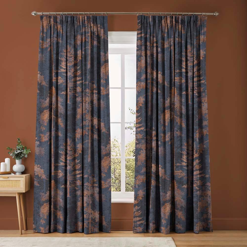 graham & brown Norse Forest Navy & Bark Curtains