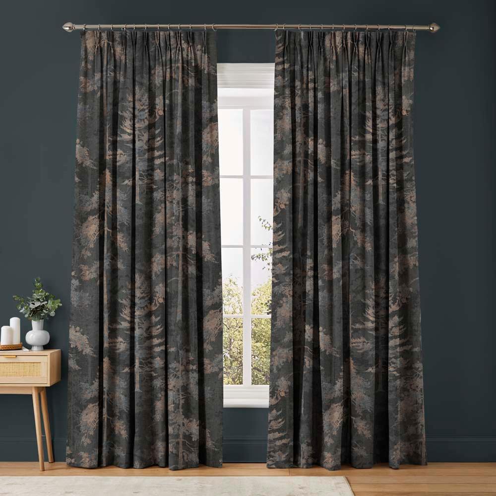 graham & brown Norse Forest Soft Black Curtains
