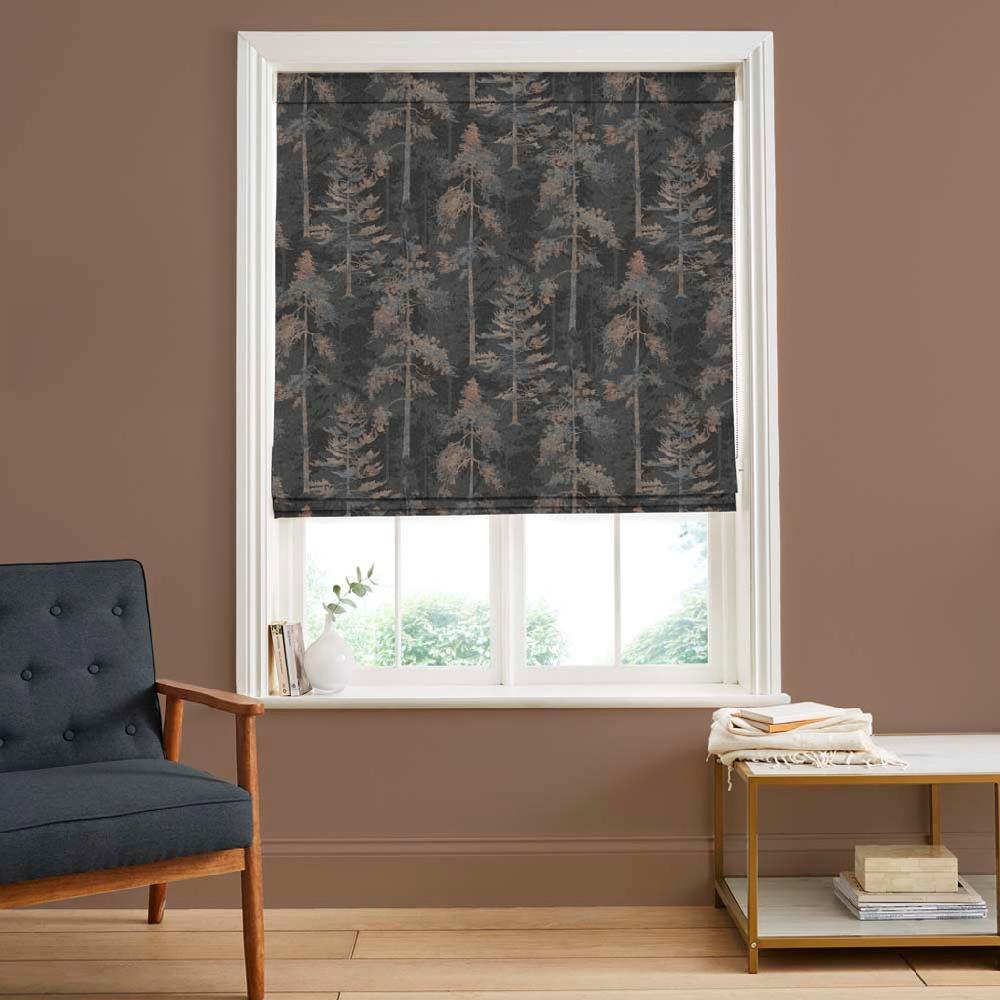 graham & brown Norse Forest Soft Black Roman Shade