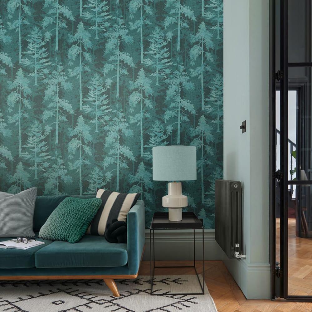 graham & brown Norse Forest Teal Wallpaper