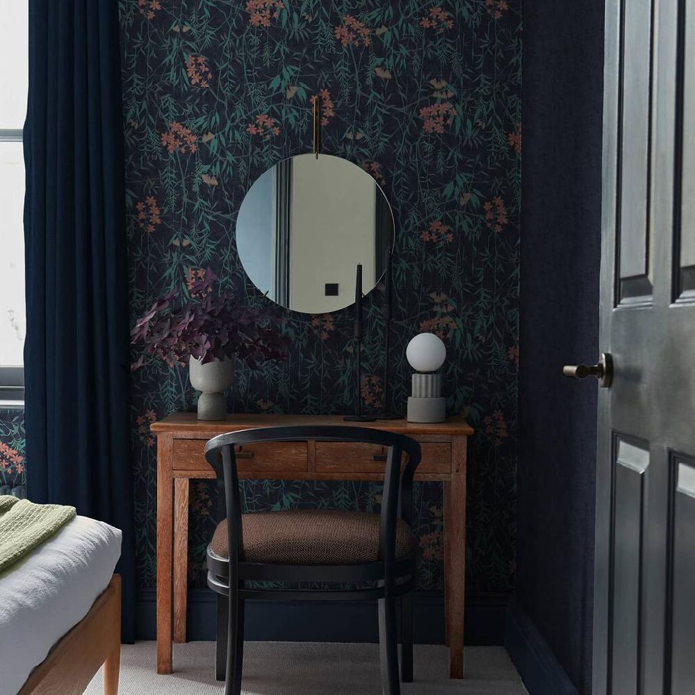 graham & brown Obassia Silk Midnight Wallpaper