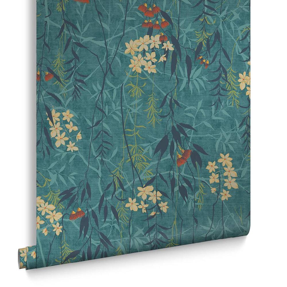 Graham & Brown Obassia Silk Teal Wallpaper
