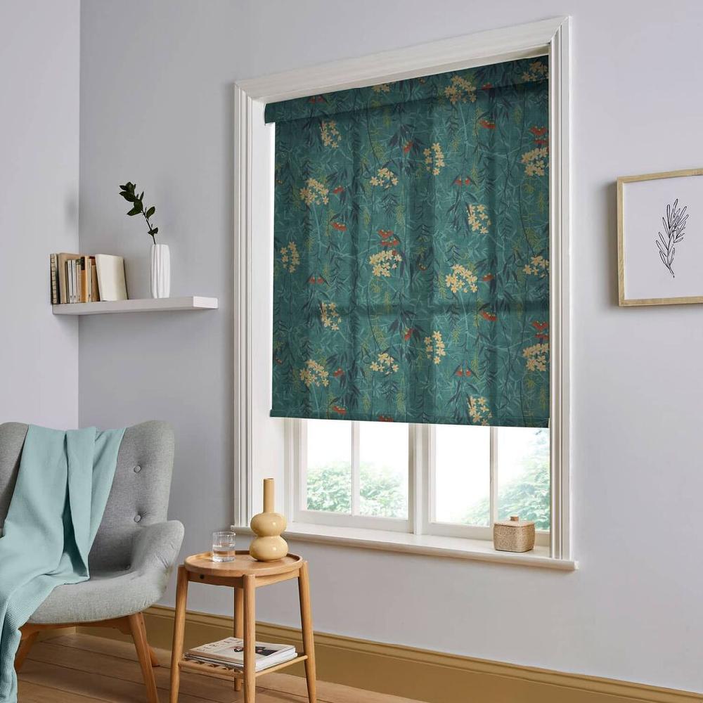 graham & brown Obassia Teal Roller Shade