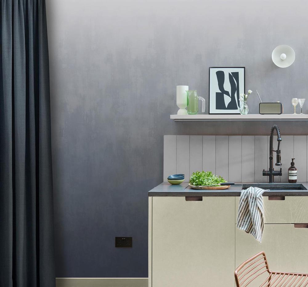 Graham & Brown Oblique Ink Blue Mural