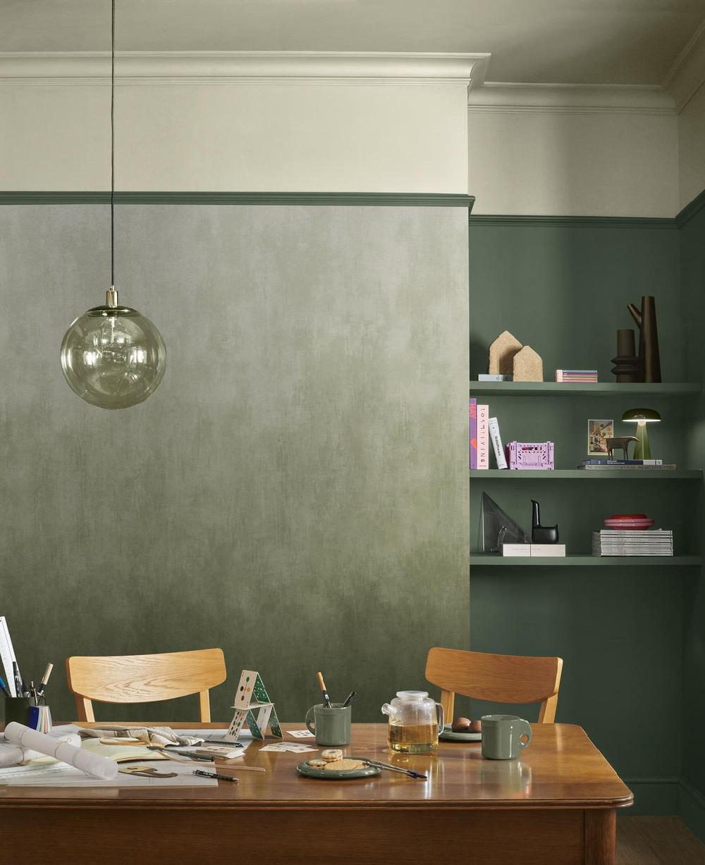 Graham & Brown Oblique Ink Green Mural