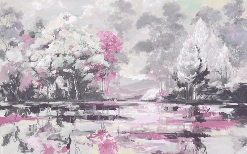Graham & Brown Painterlily Lake Pink Bespoke Mural