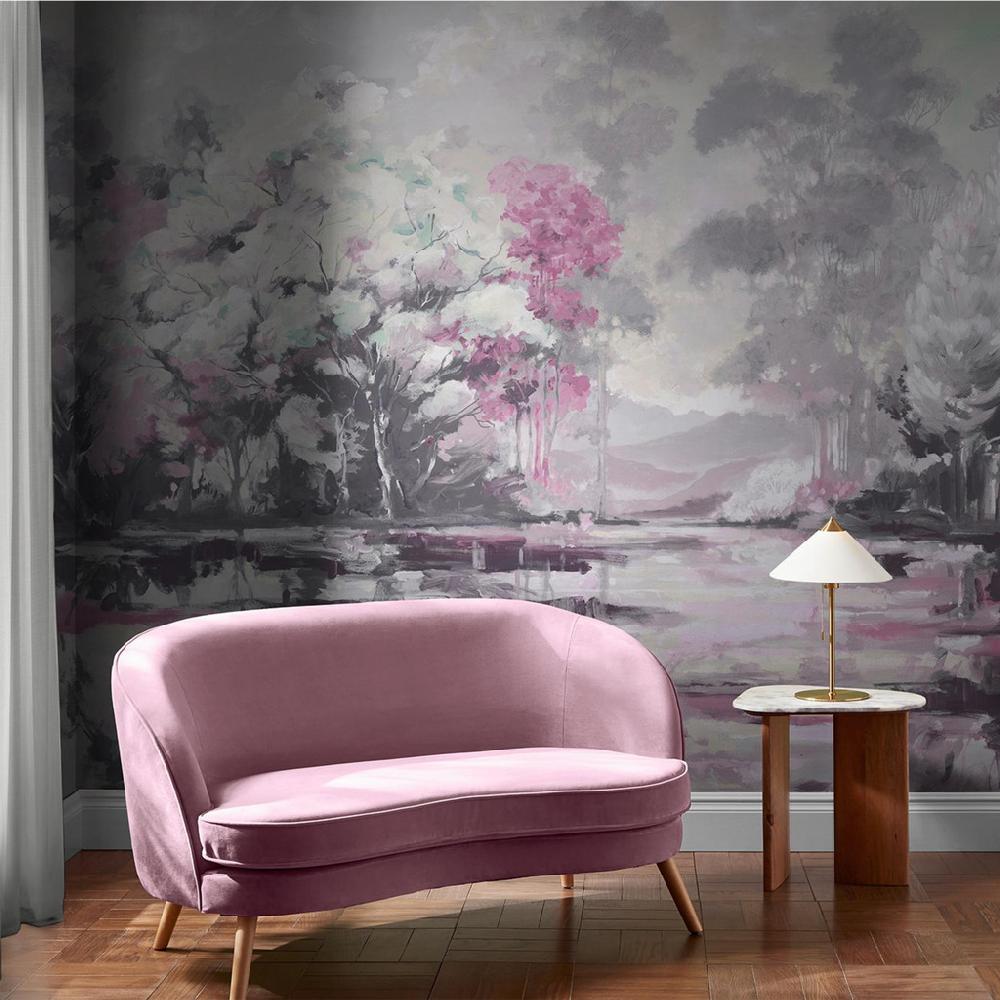 graham & brown Painterlily Lake Pink Bespoke Mural