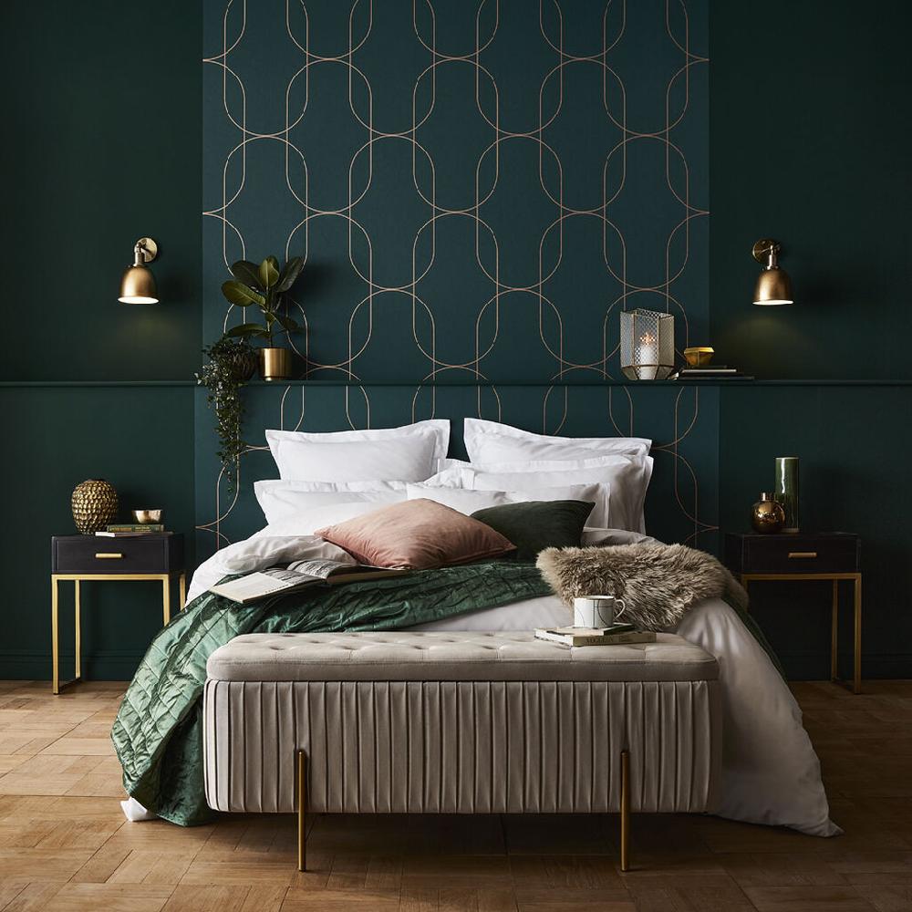 graham & brown Palais Green & Copper Wallpaper
