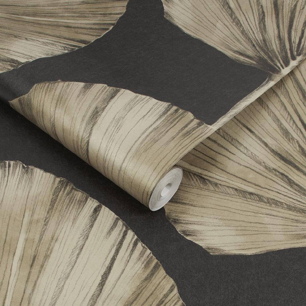 Graham & Brown Palm Fan Charcoal Wallpaper