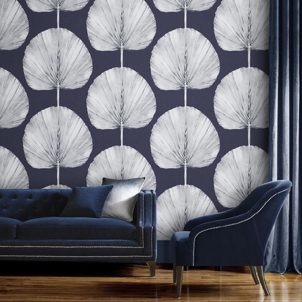 graham & brown Palm Fan Navy Wallpaper