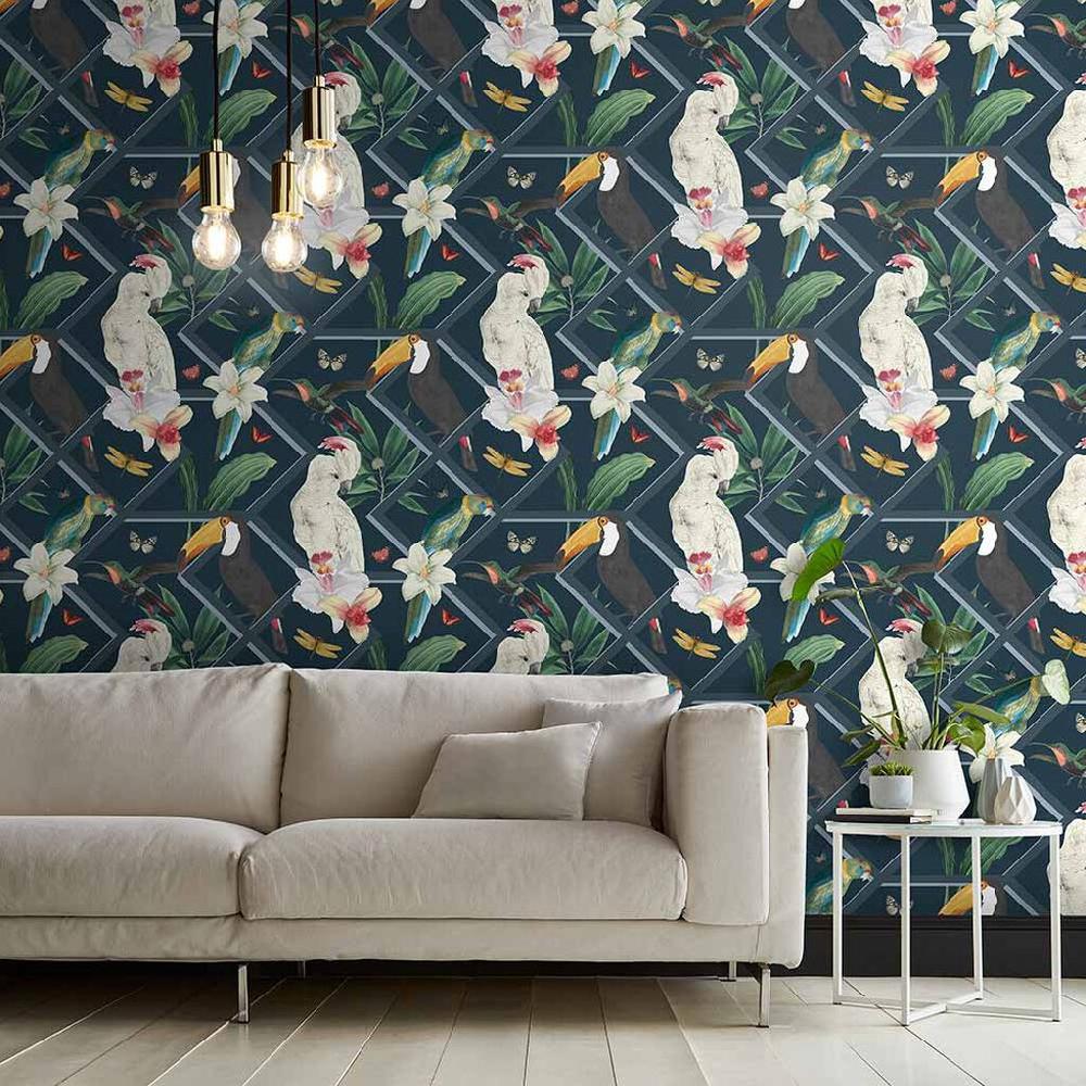 graham & brown Perch Navy Wallpaper