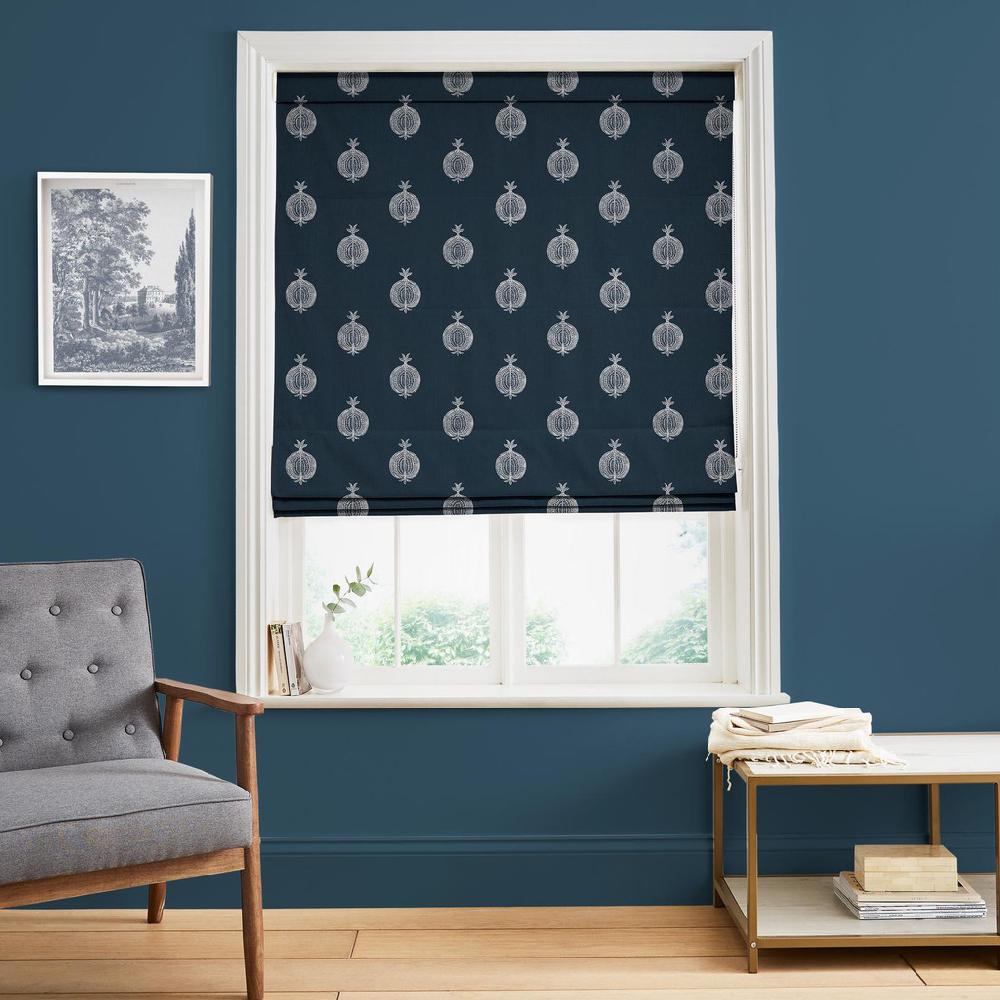 graham & brown Pomegranate Motif Navy Roman Blind