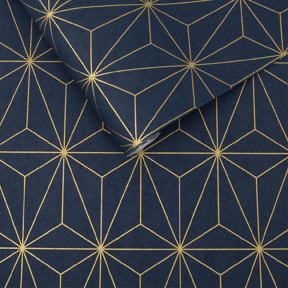 Graham & Brown Prism Navy & Gold Wallpaper