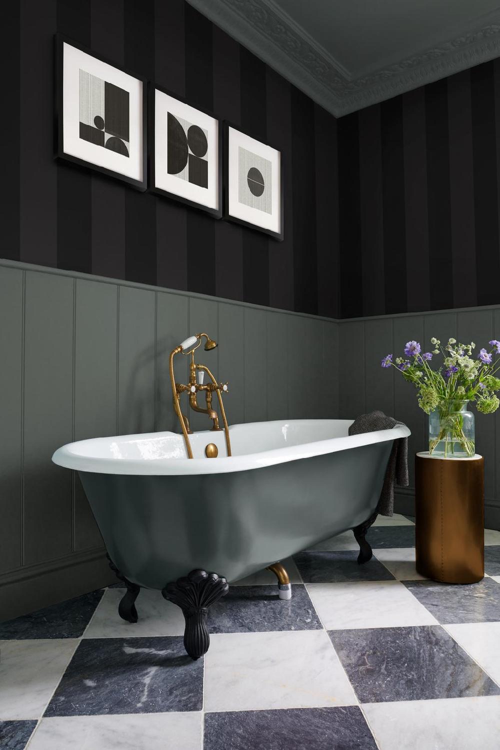 graham & brown Quartet Stripe Charcoal Wallpaper