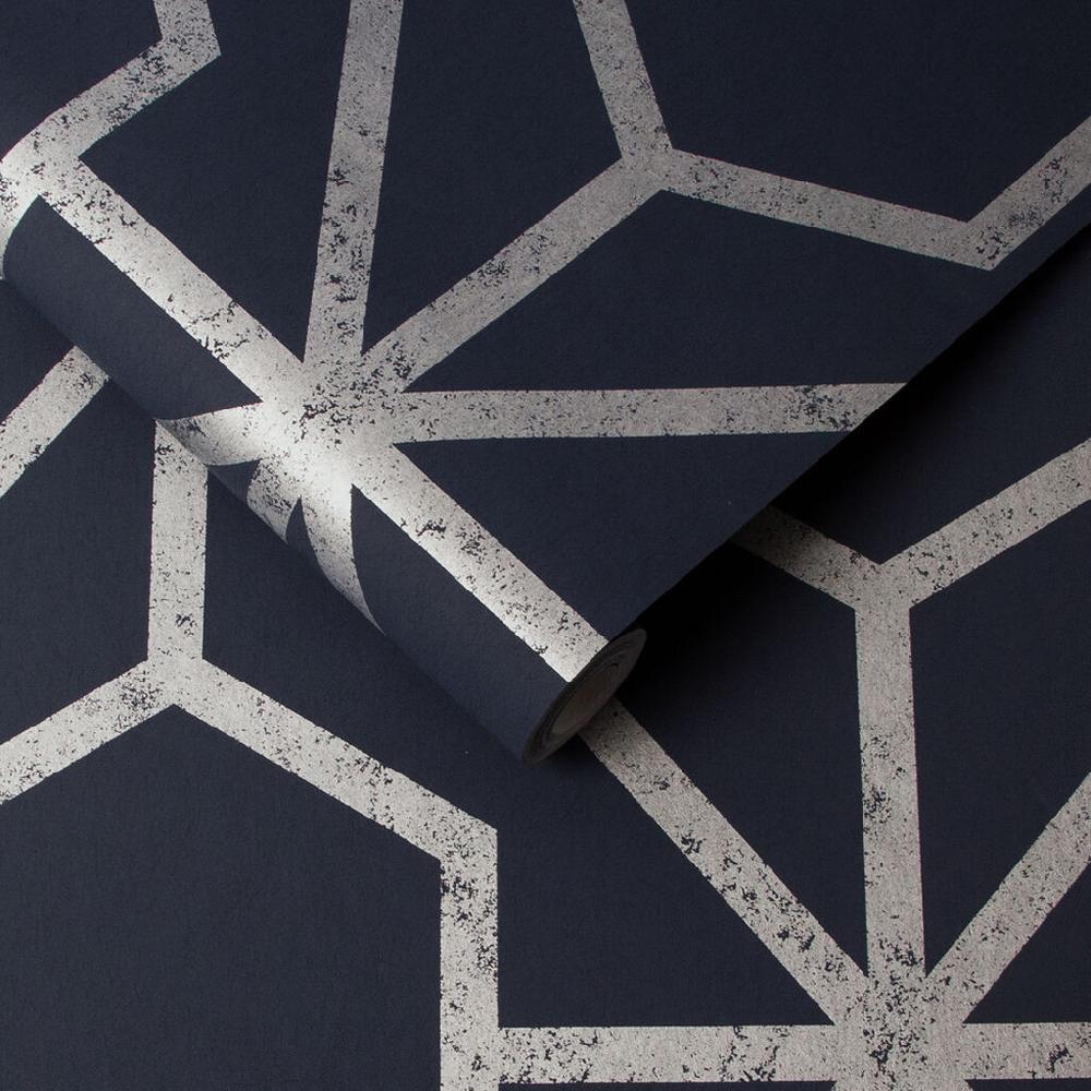Graham & Brown Rinku Navy & Silver Wallpaper