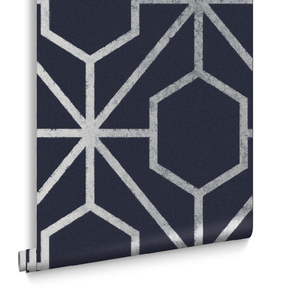 Graham & Brown Rinku Navy & Silver Wallpaper