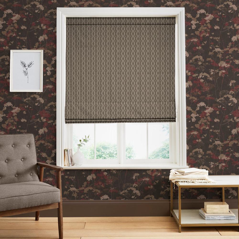graham & brown Rustic Ikat Chocolate Roman Blinds