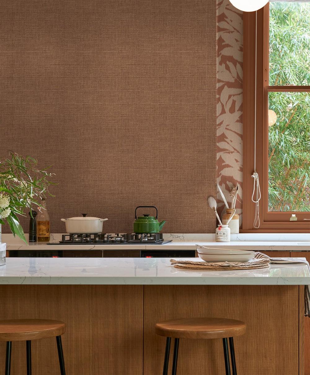 graham & brown Rustic Weft Clay Wallpaper