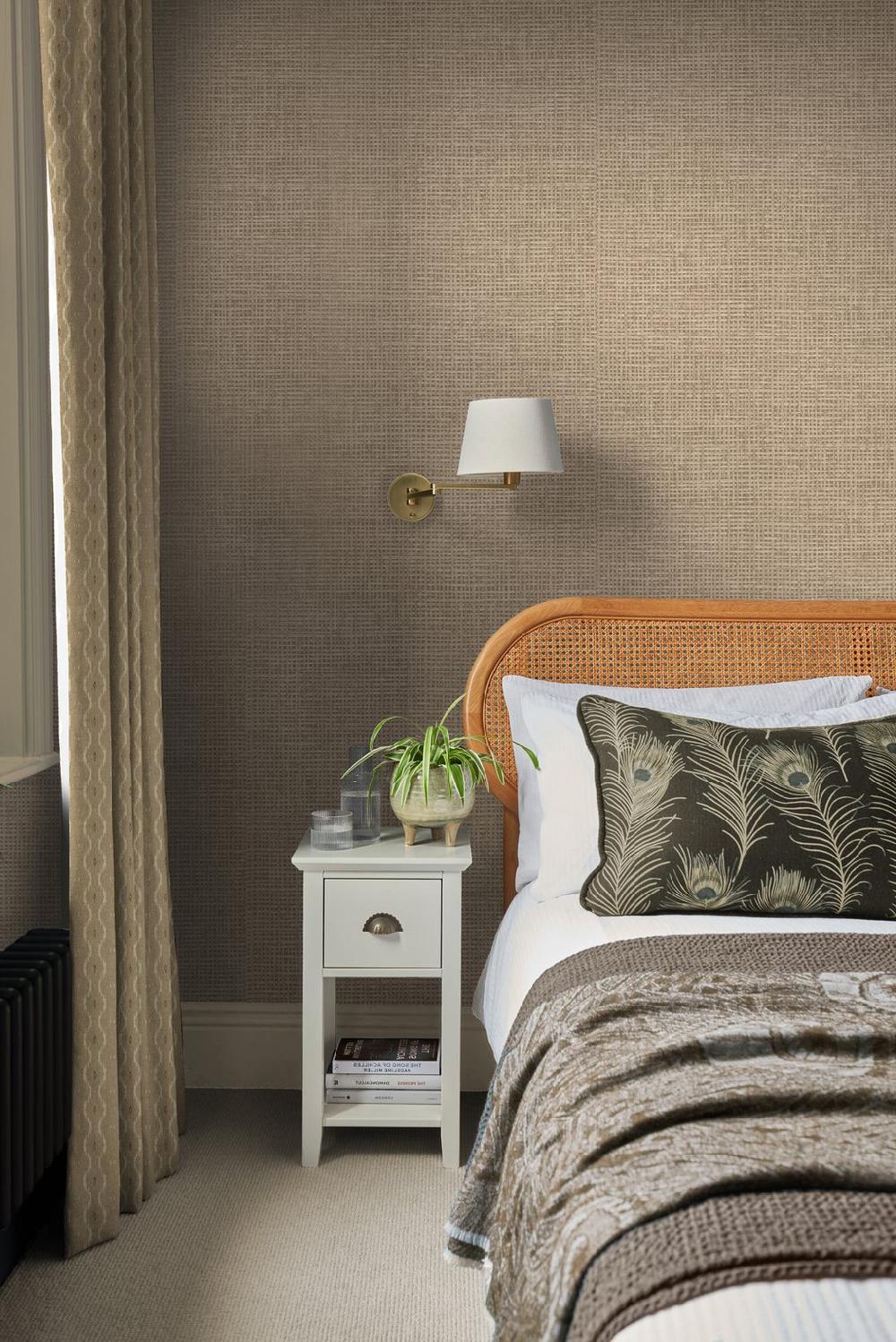 graham & brown Rustic Weft Toast Wallpaper