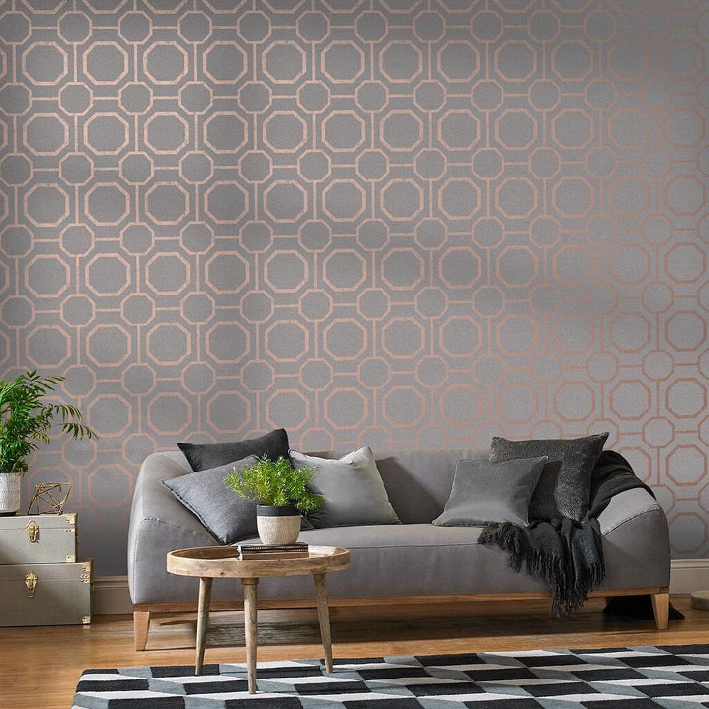 graham & brown Sashiko Rose Gold Wallpaper
