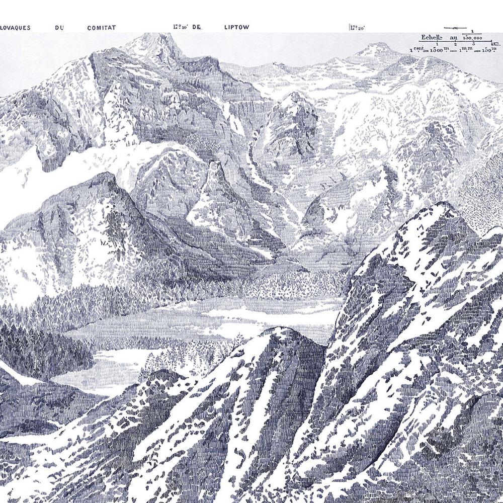 Graham & Brown Sketch Mountain Bleu Bespoke Mural