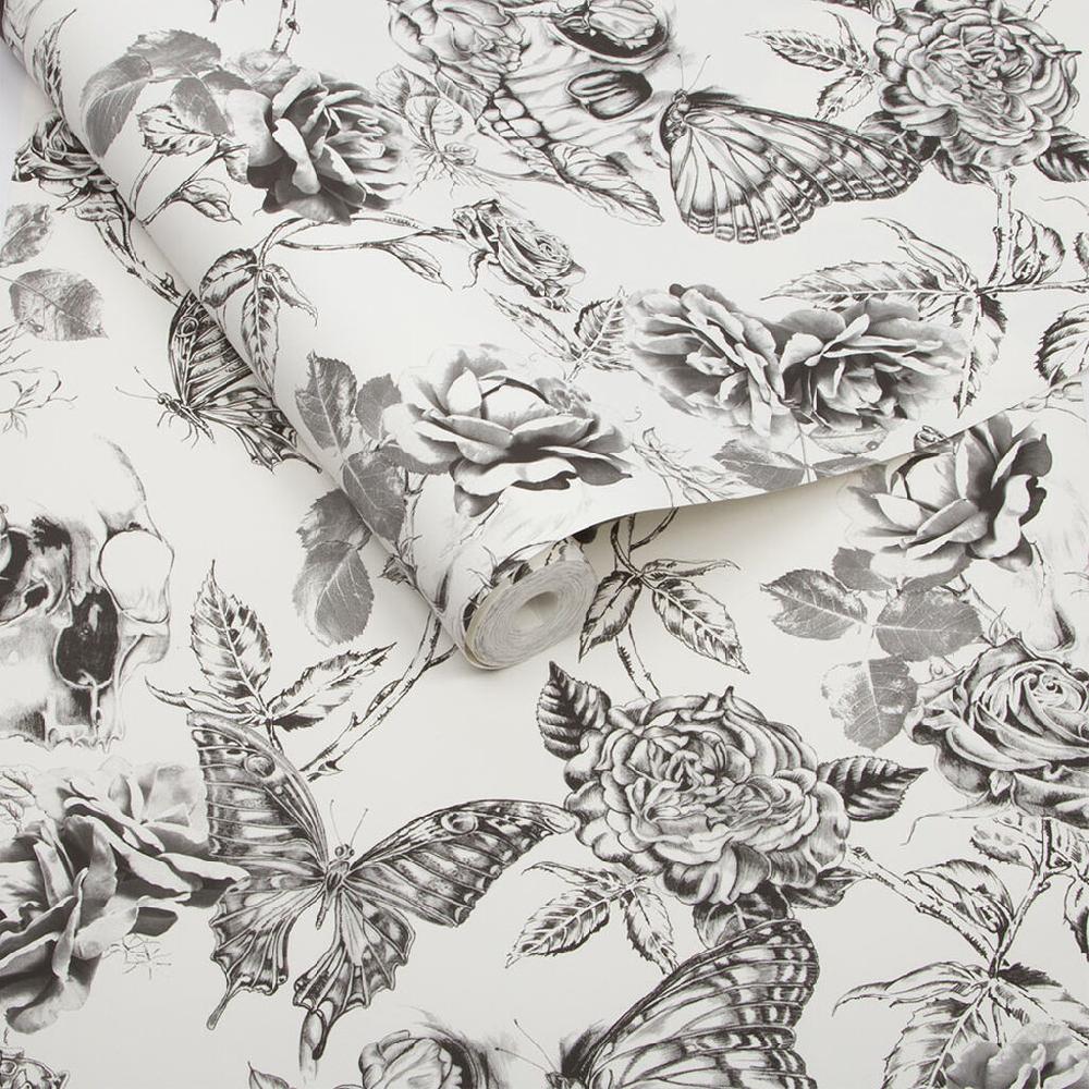 graham & Brown Skull Roses Wallpaper