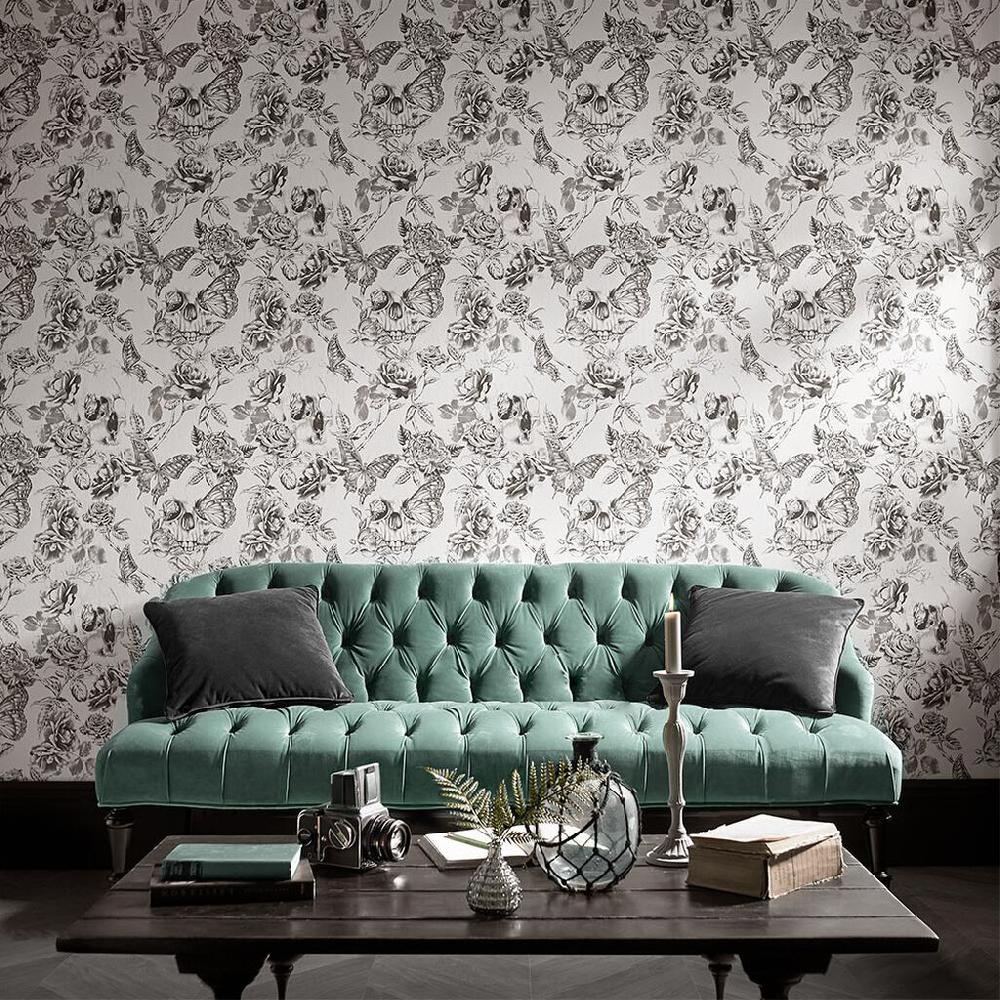 graham & brown Skull Roses Wallpaper