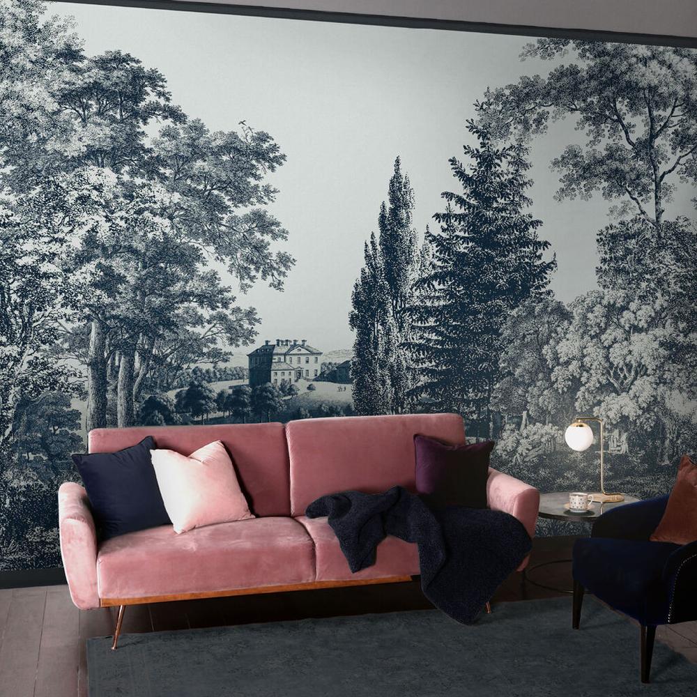graham & brown Stately Manor Blue Bespoke Mural