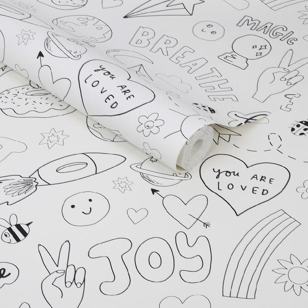 Graham & Brown Sticker Doodle Mono Wallpaper