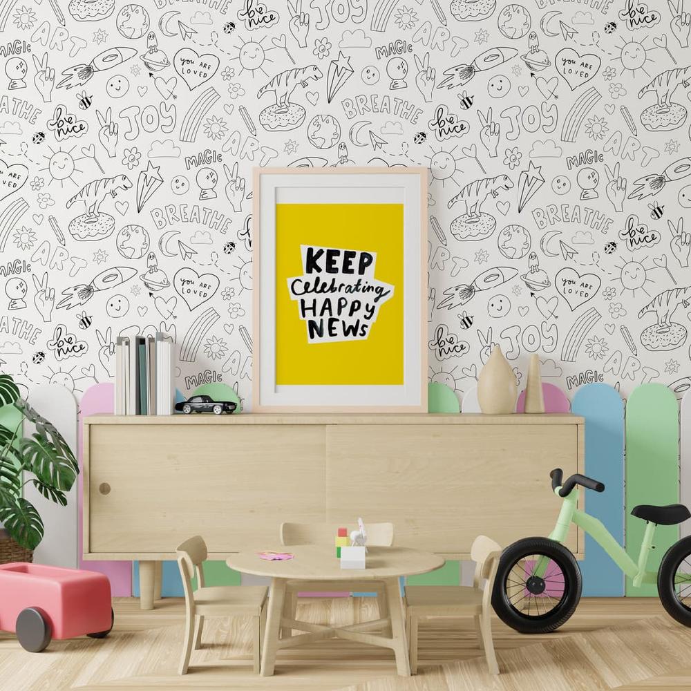 graham & brown Sticker Doodle Mono Wallpaper