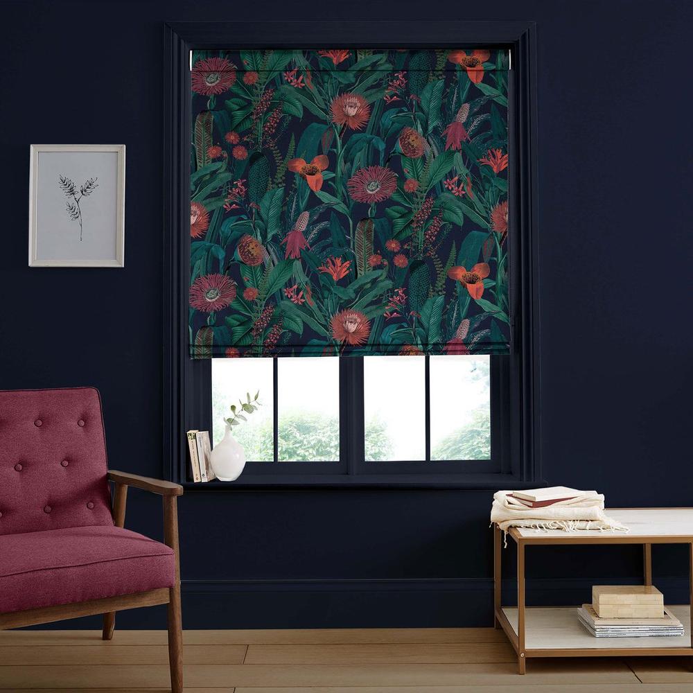 graham & brown Tigerlily Midnight Roman Shade