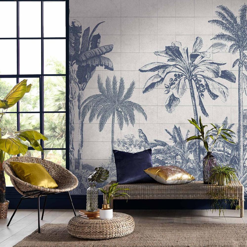 graham & brown Tiled Jungle Blue Bespoke Mural