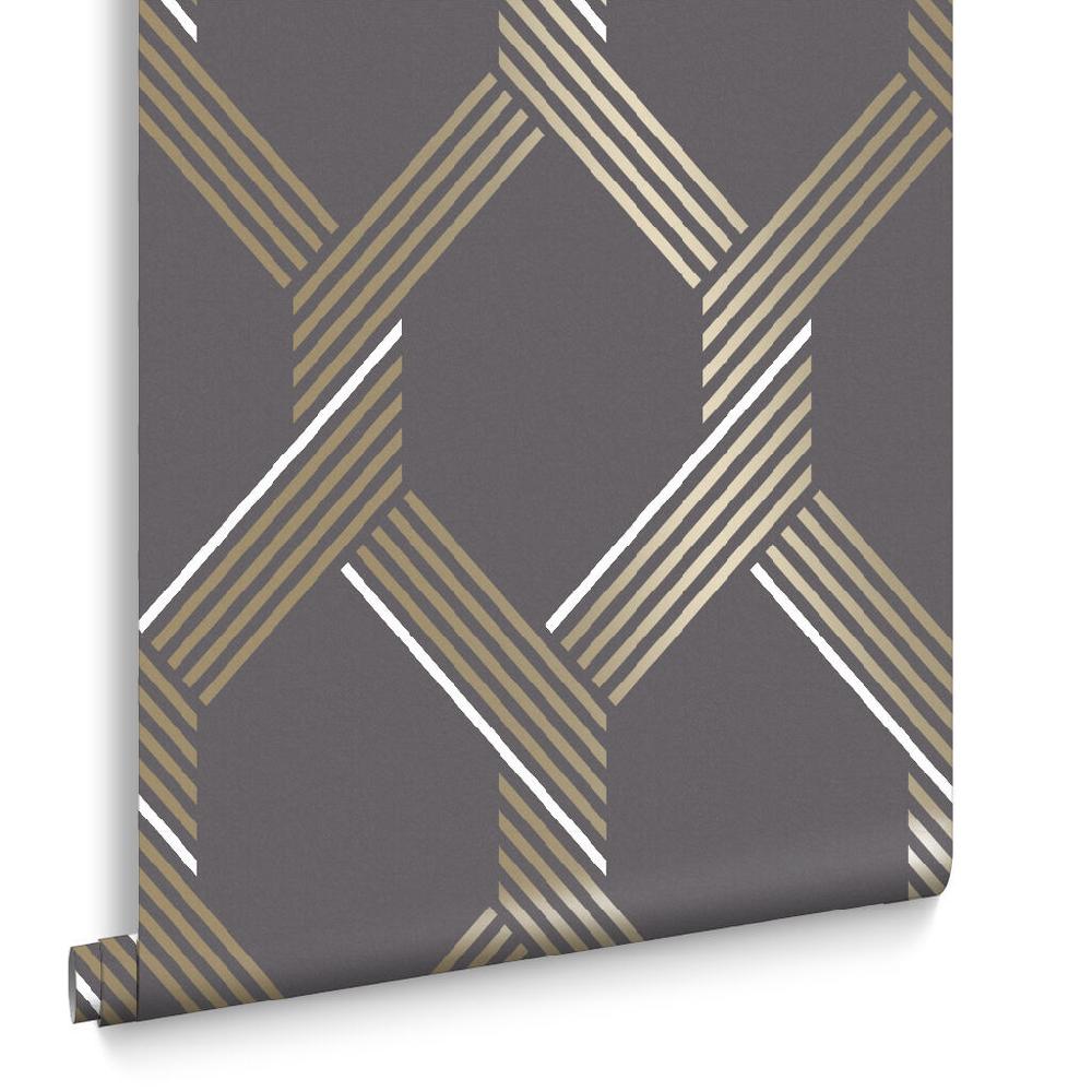 Graham & Brown Vector Graphite Gold Wallpaper