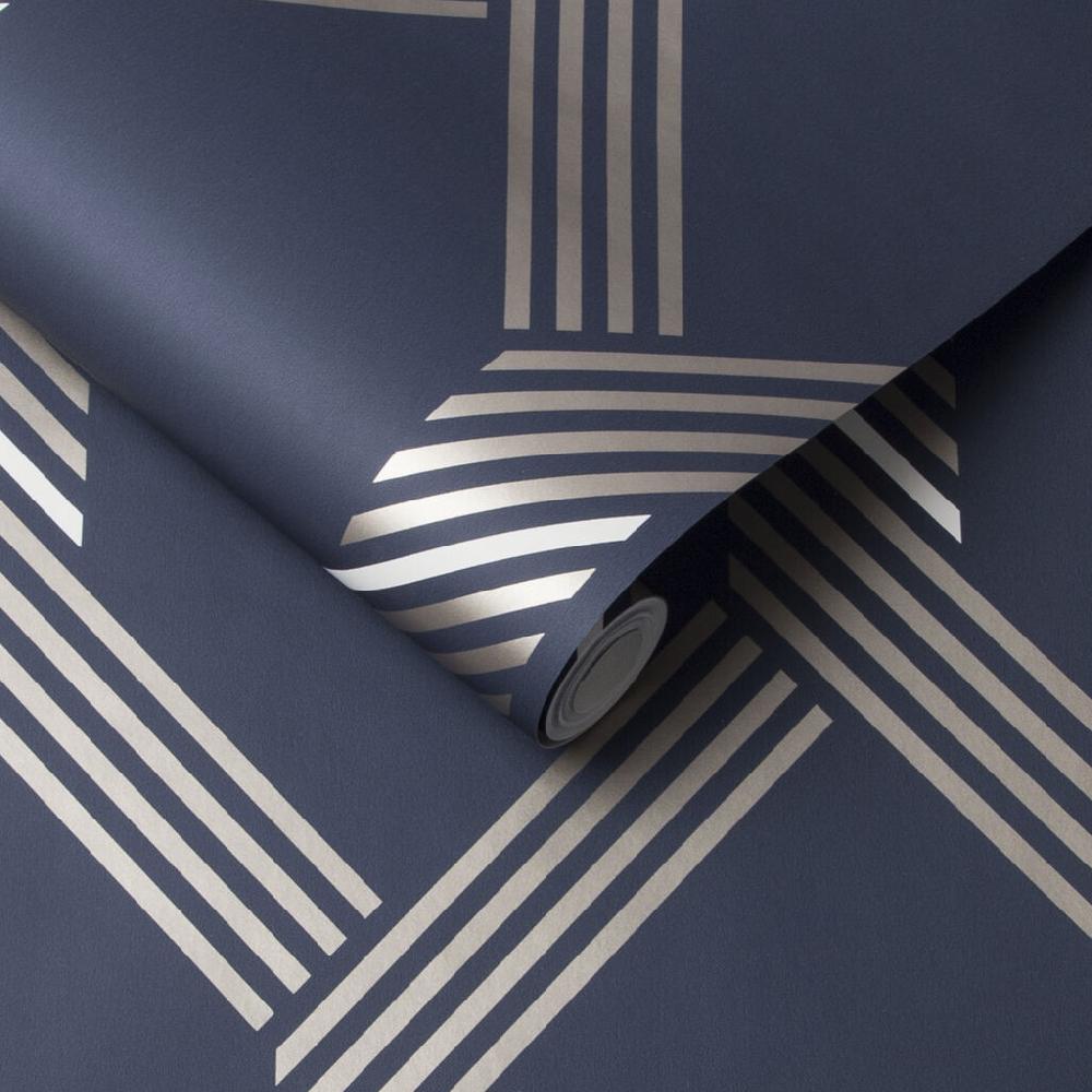 Graham & Brown Vector Navy Gold Wallpaper