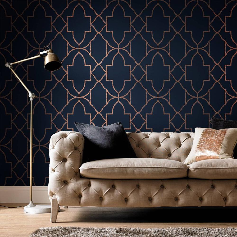 graham & brown Versailles Navy Wallpaper