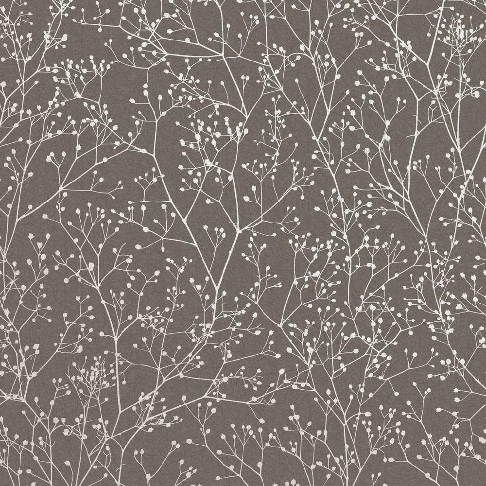 Graham & Brown Gypsophila Mocha & Silver Wallpaper By Clarissa Hulse