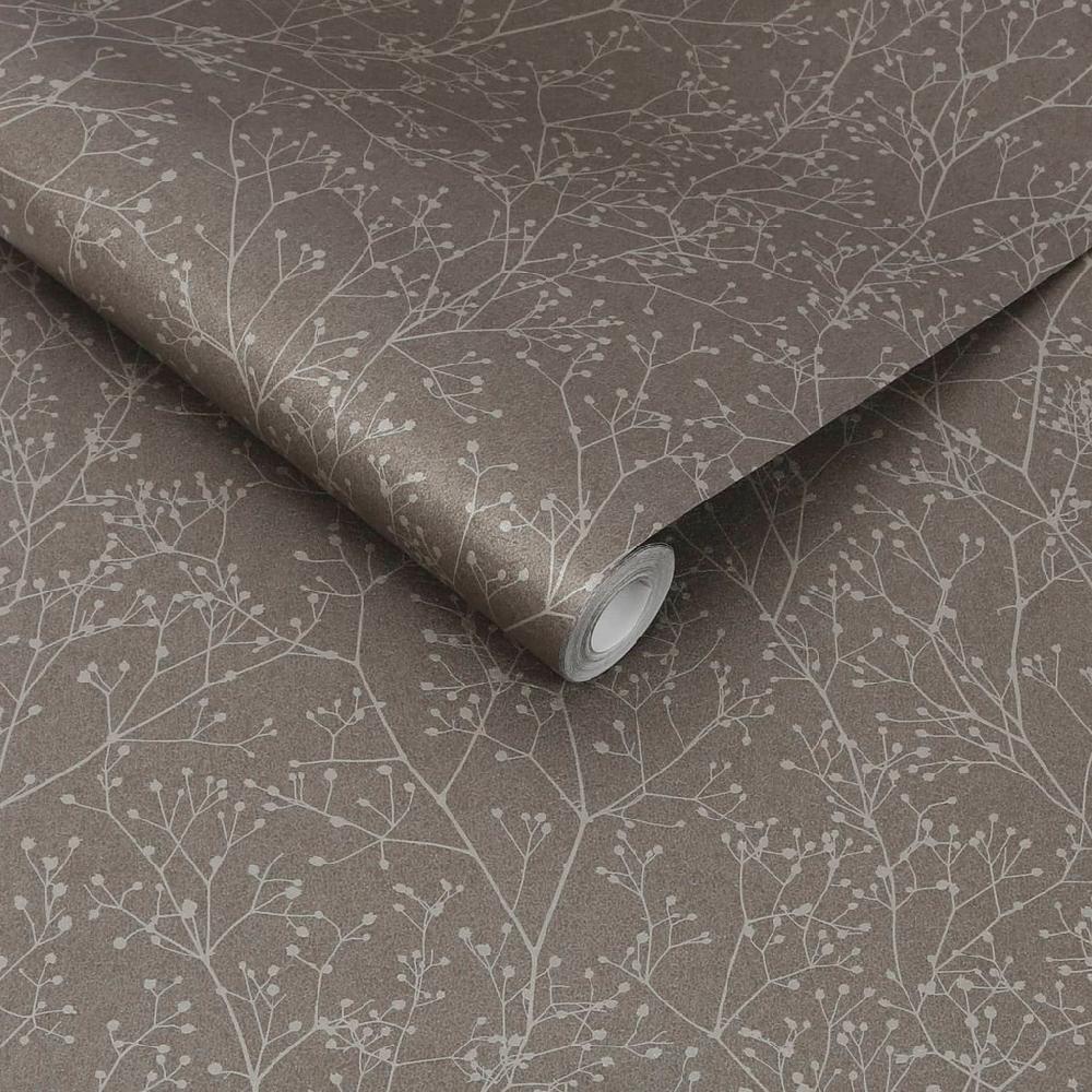 Graham & Brown Gypsophila Mocha & Silver Wallpaper By Clarissa Hulse