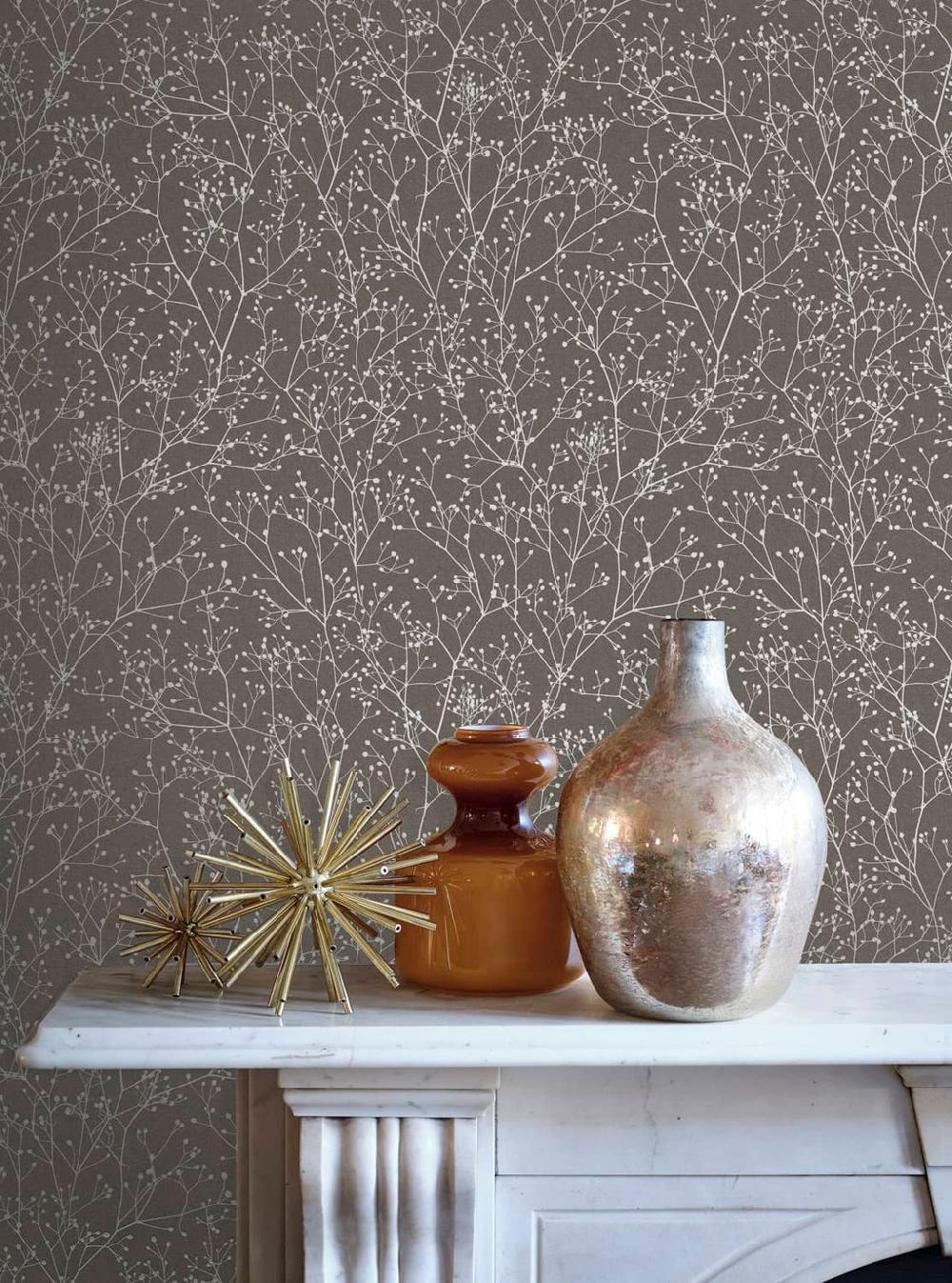 graham & brown Gypsophila Mocha & Silver Wallpaper by Clarissa Hulse