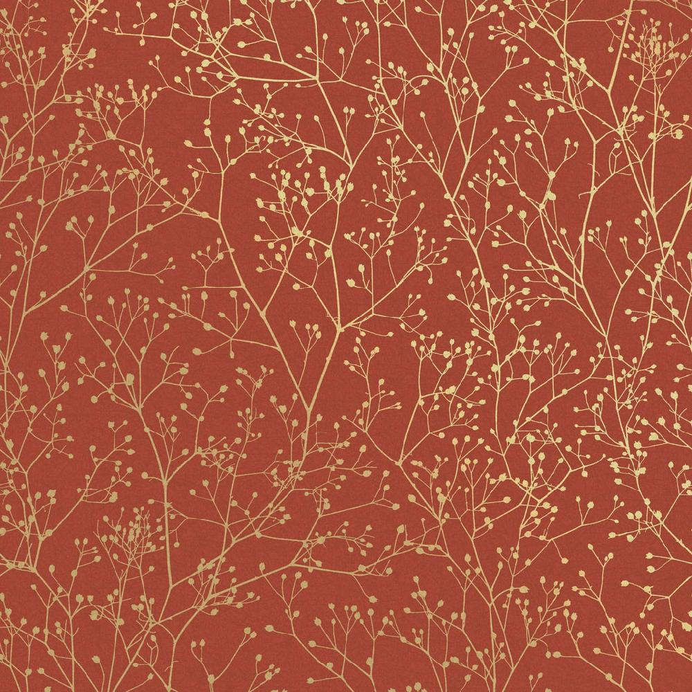 Graham & Brown Gypsophila Paprika & Gold Wallpaper By Clarissa Hulse
