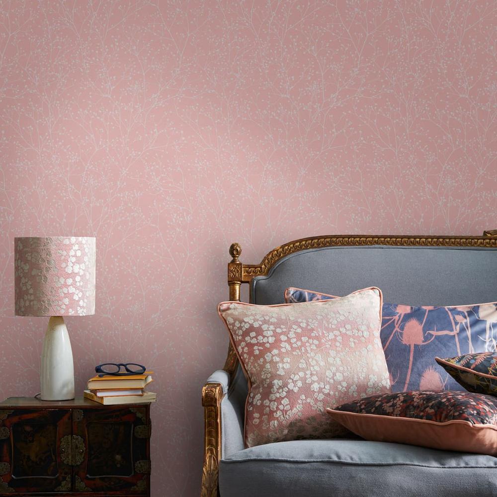 graham & brown Gypsophila Shell & Rose Gold Wallpaper by Clarissa Hulse
