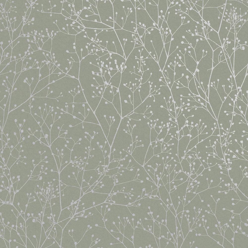 Graham & Brown Gypsophila Spring Green & Silver Wallpaper By Clarissa Hulse