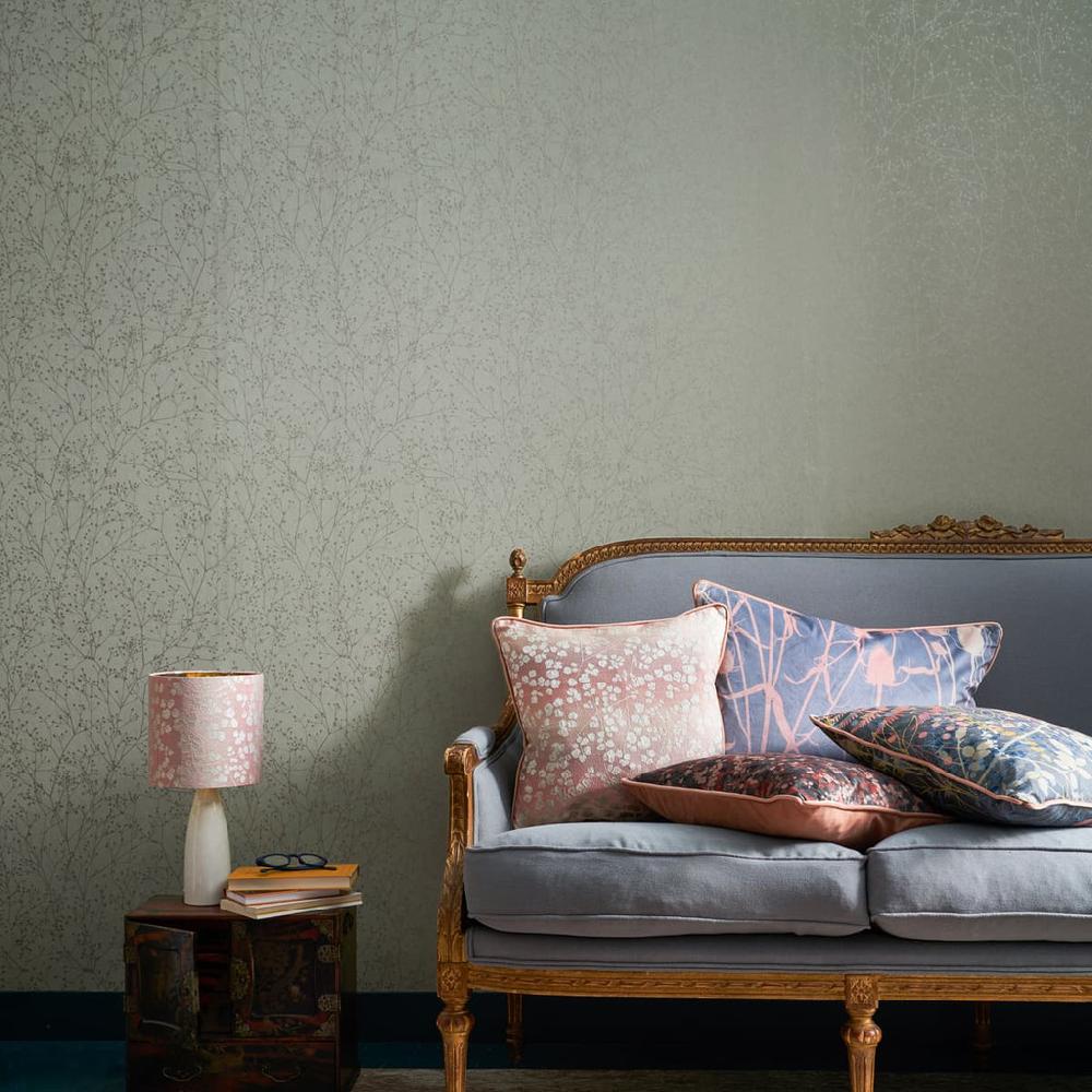graham & brown Gypsophila Spring Green & Silver Wallpaper by Clarissa Hulse