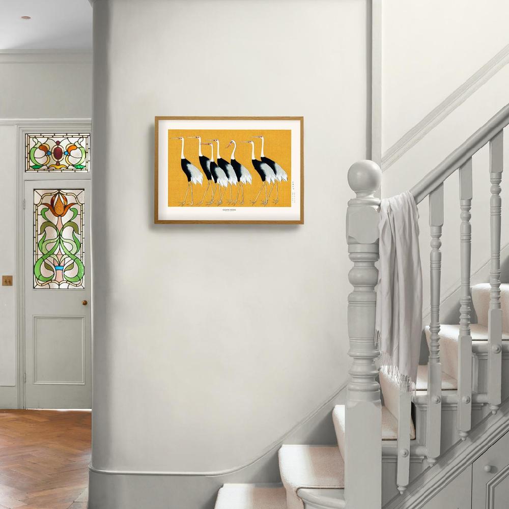 Graham & Brown Japanese Red Crown Crane Yellow Wall Art