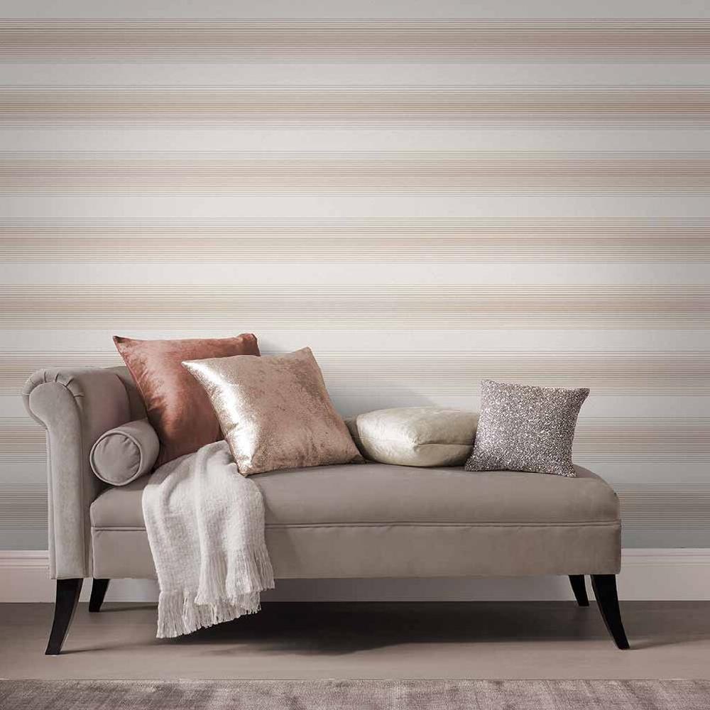 graham & brown Lagom Stripe White & Rose Gold Wallpaper