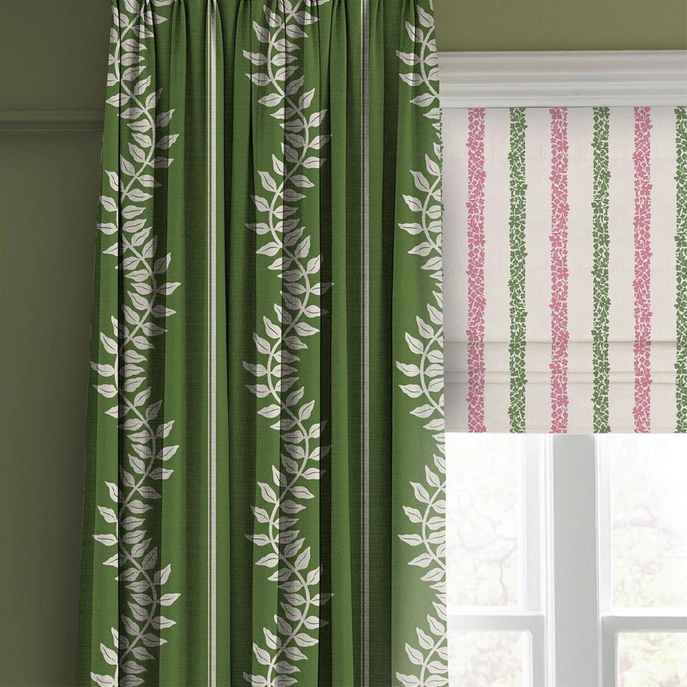 Graham & Brown Laurel Leaf Stripe Apple Green Curtain