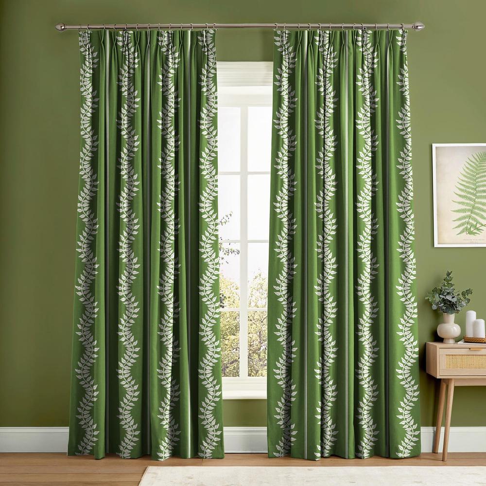 graham & brown Laurel Leaf Stripe Apple Green Curtain