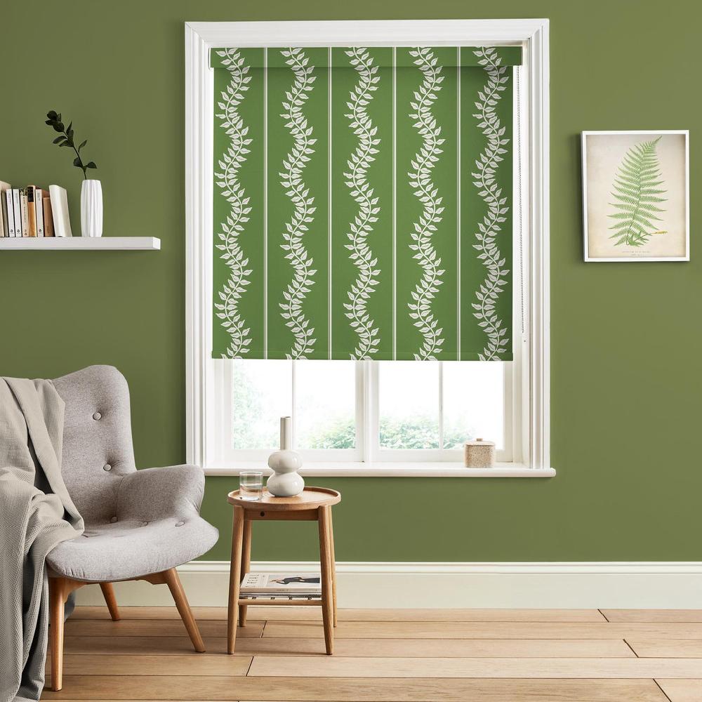 graham & brown Laurel Leaf Stripe Apple Green Roller Blind