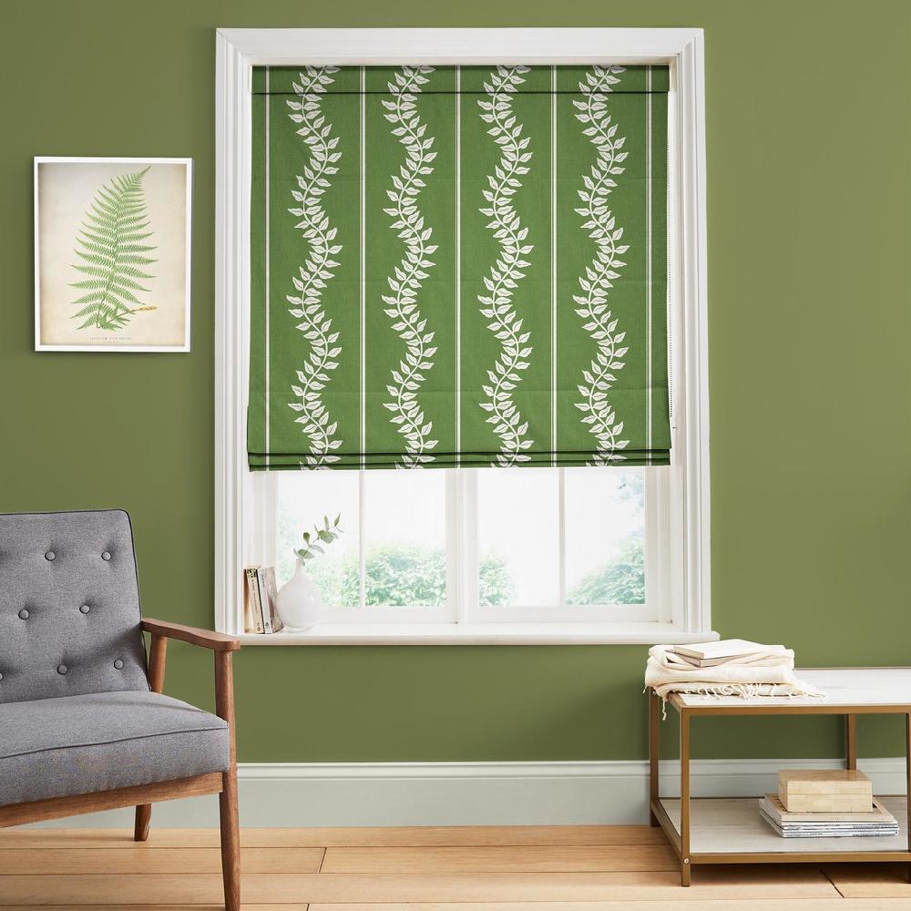 graham & brown Laurel Leaf Stripe Apple Green Roman Blind