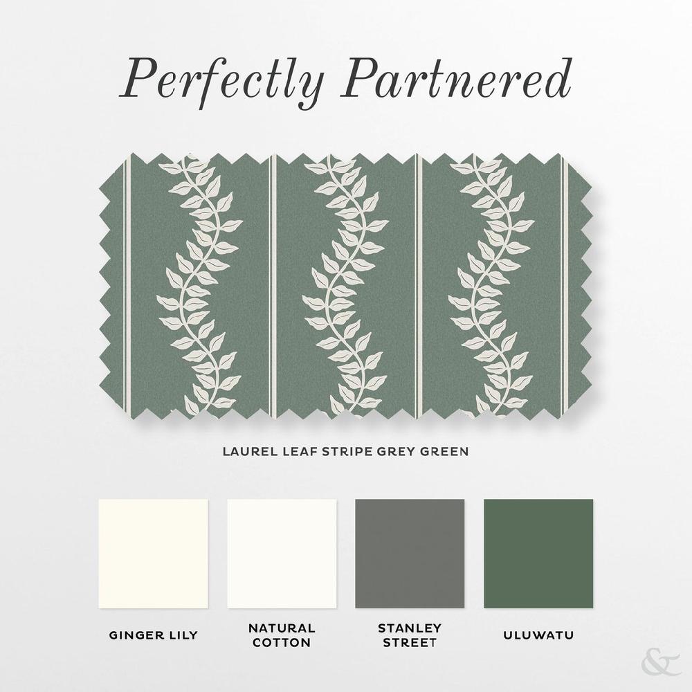 Graham & Brown Laurel Leaf Stripe Grey Green Roller Blind