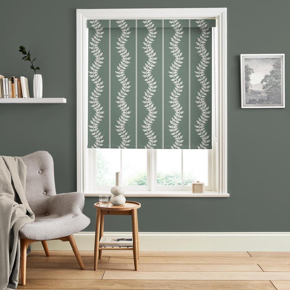 graham & brown Laurel Leaf Stripe Grey Green Roller Blind
